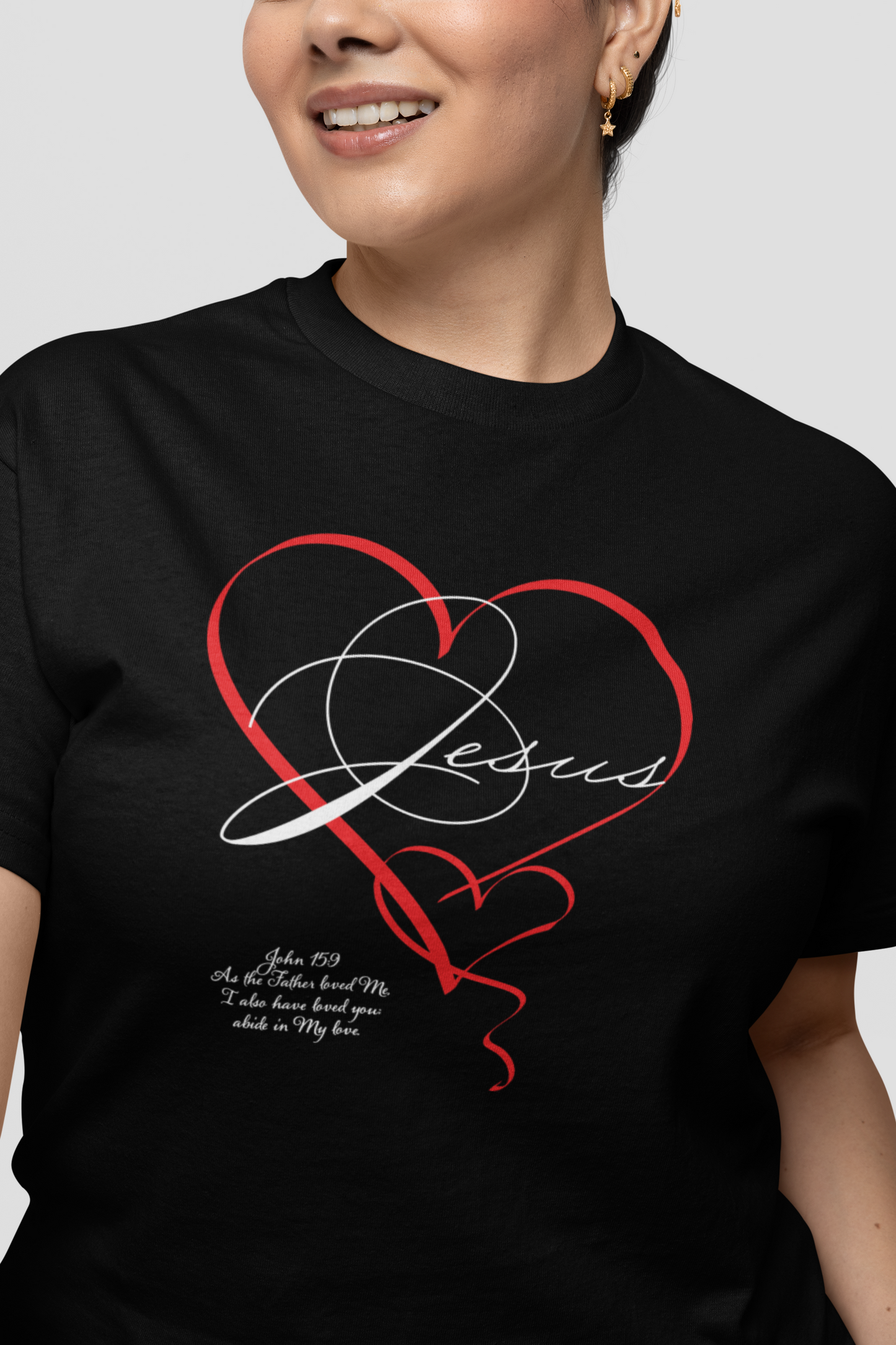 Jesus in a double handwritten heart T shirt