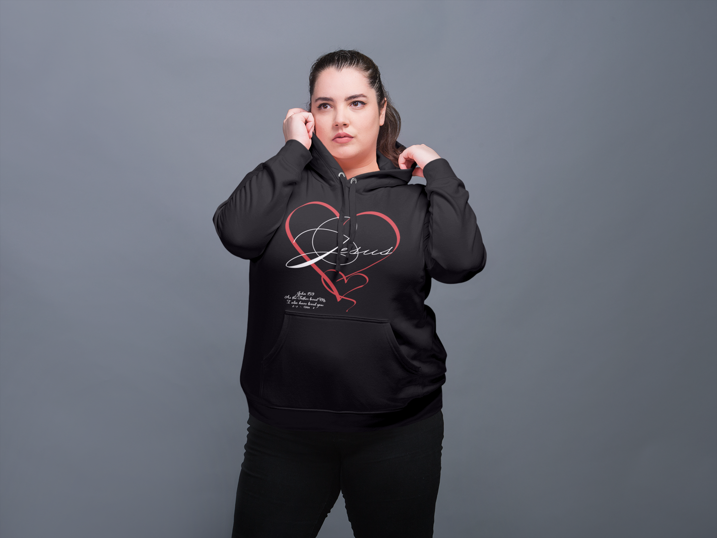 Jesus in a double handwritten heart T shirt