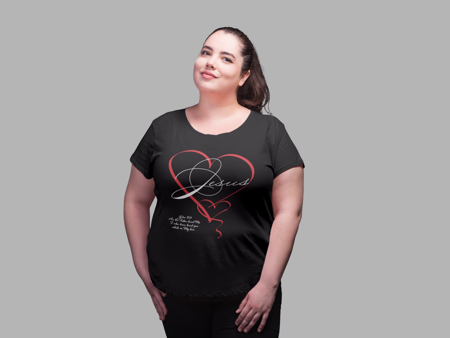 Jesus in a double handwritten heart T shirt