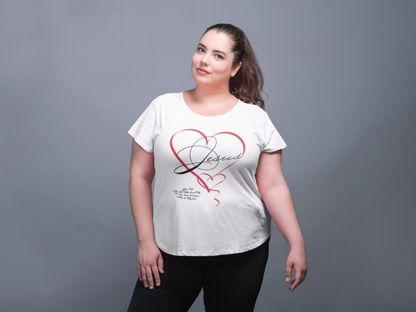 Jesus in a double handwritten heart T shirt