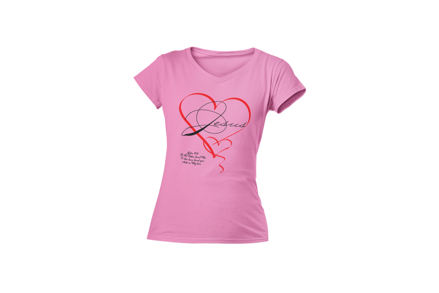 Jesus in a double handwritten heart T shirt