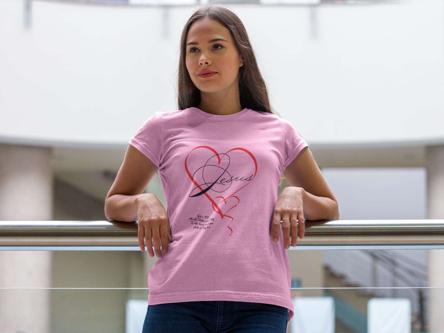 Jesus in a double handwritten heart T shirt