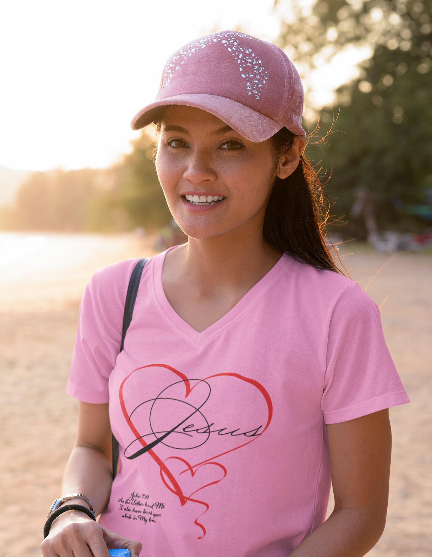 Jesus in a double handwritten heart T shirt