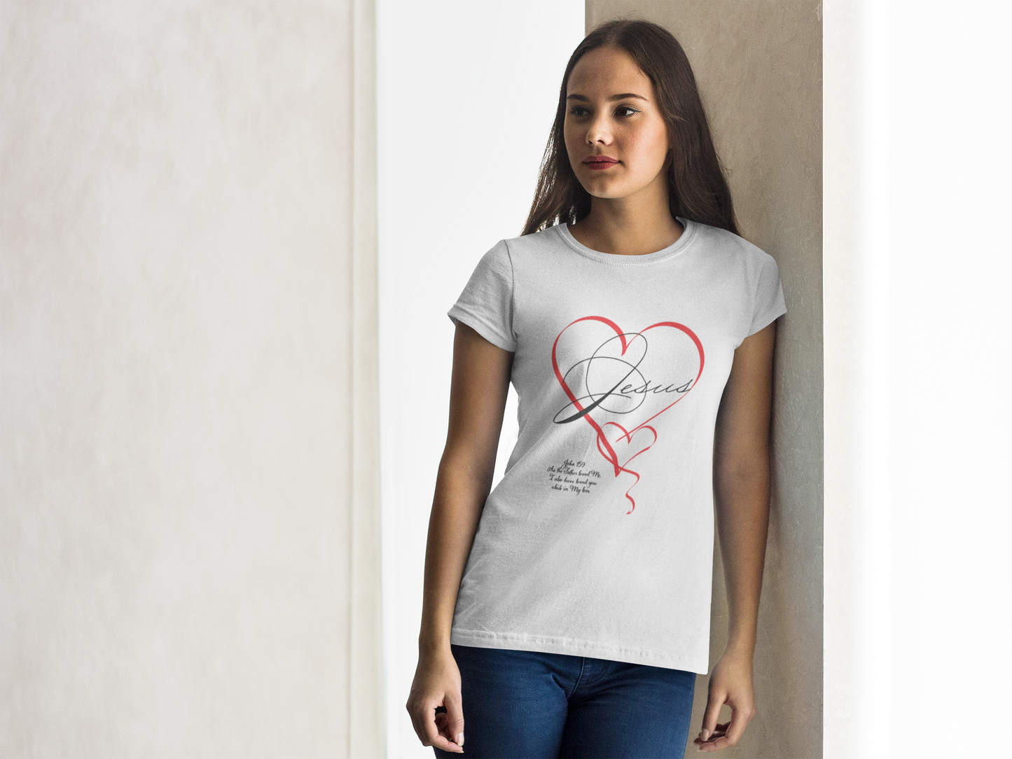 Jesus in a double handwritten heart T shirt
