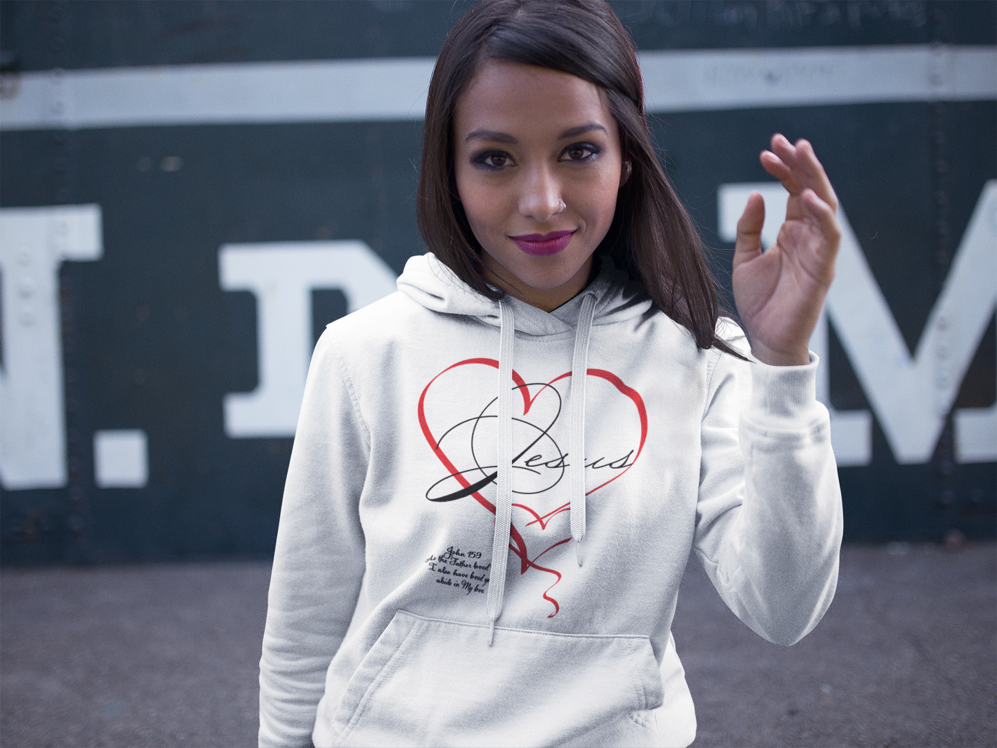Jesus in a double handwritten heart T shirt