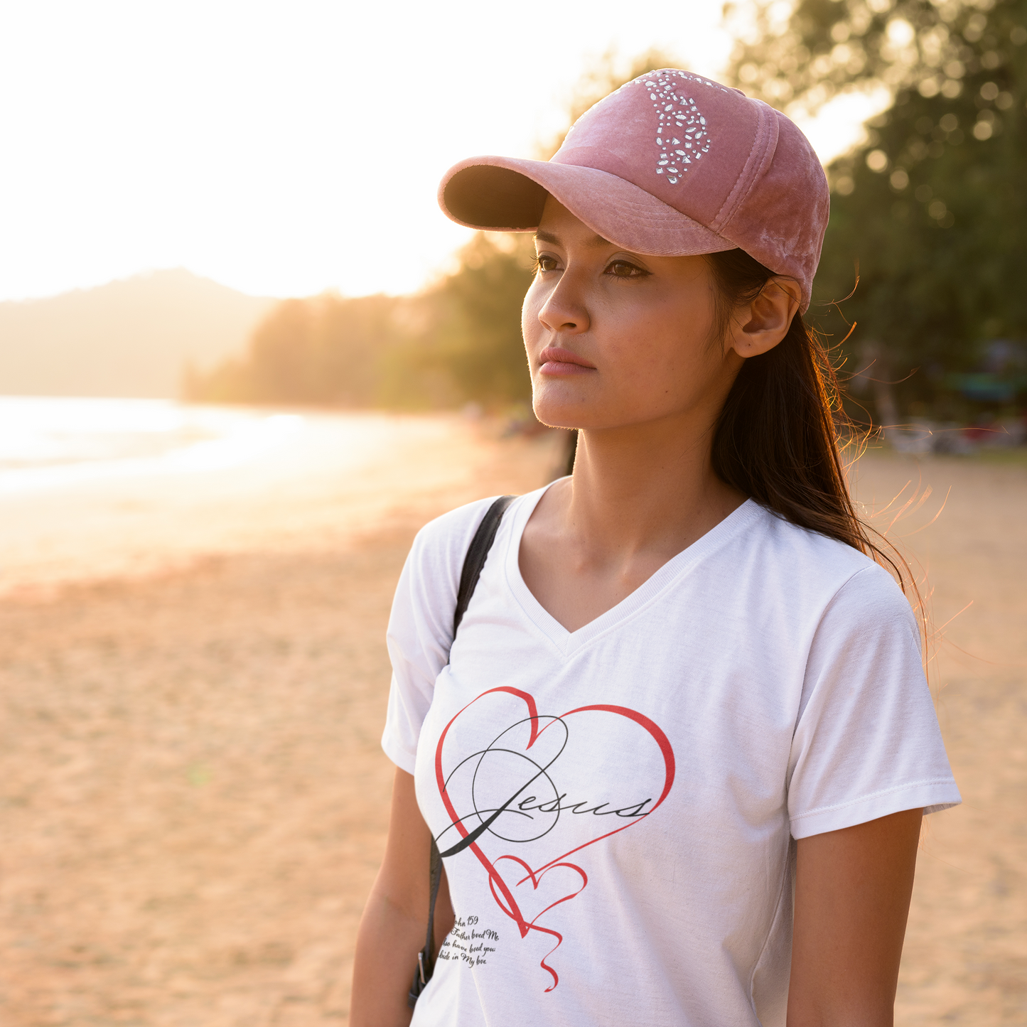 Jesus in a double handwritten heart T shirt