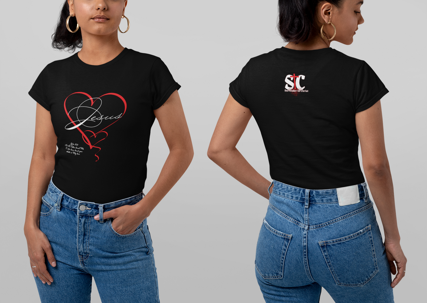 Jesus in a double handwritten heart T shirt