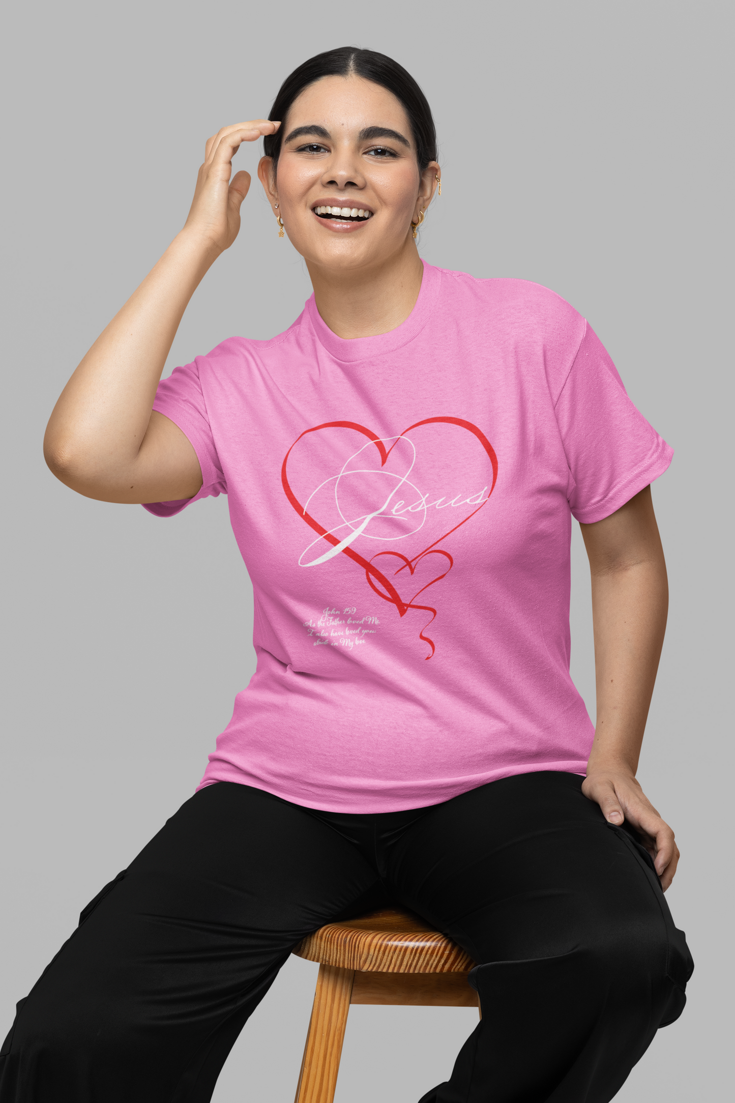 Jesus in a double handwritten heart T shirt